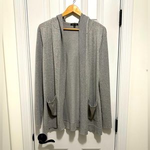 Stitch Fix Lety & Me Adelie Hoodie Rib Sleeve Cardigan, gray, size large